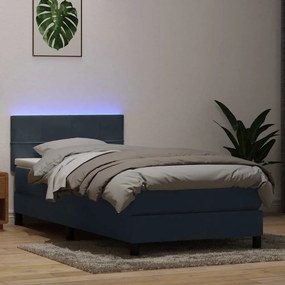 3316870 vidaXL Боксспринг легло с матрак и LED, тъмносиво, 100x210 см, кадифе