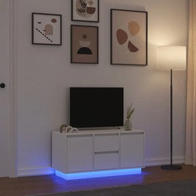 861409 vidaXL ТВ шкаф с LED осветление, бял, 100x41x50 см