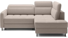 Светлокафяв кадифен разтегателен ъглов диван с място за съхранение (десен ъгъл L форма) Barea – ELTAP