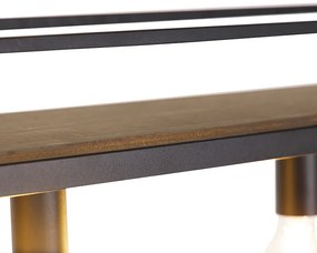 Интелигентна висяща лампа черна с дърво и рафт 4-светлина с Wi-Fi A60 - Cage Rack