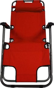 Шезлонг Muhler C2078 1005235, 153х60х78 см, До 100 кг, Сгъваем, Червен