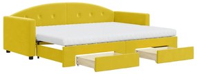 3197371 vidaXL Канапе с изтеглящо легло и чекмеджета жълто 80x200 см кадифе