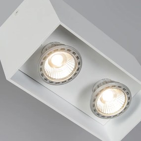 Дизайнерски повърхностен спотлайт бял 2-крушки GU10 50mm - Qubo