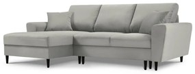 Светлосив разтегателен ъглов диван с място за съхранение от рипсено кадифе (ляв ъгъл) Kyoto – Cosmopolitan Design