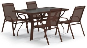 3095983 vidaXL Градински трапезен комплект, 5 части, кафяво и черно