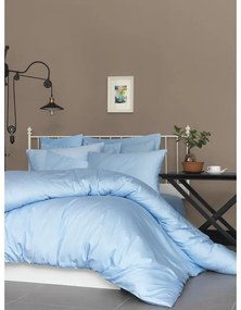 Светлосиньо памучно спално бельо от сатен за единично легло 140x200 cm - Mijolnir