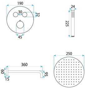 Душ система за вграждане Rea Lungo Diamond Chrom + BOX