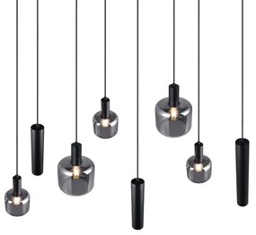 Черно висящо осветително тяло с метален абажур/със стъклен абажур Mataro – Trio