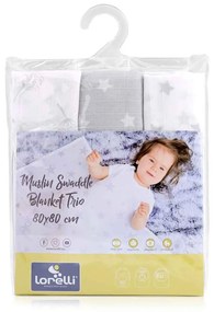 LORELLI Classic Памучна пелена 3 бр. 80/80 см. GREY MIX