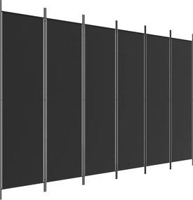 350193 vidaXL Параван за стая, 6 панела, черен, 300x200 cм, плат