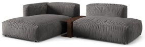 Сив кадифен модулен ъглов диван (ляв ъгъл) Martina – Micadoni