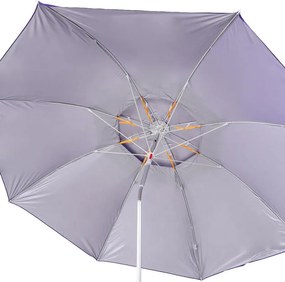 Плажен чадър Muhler YL1039, 200x200 см, UV защита, Стоманена рамка, Регулируем наклон, Лилав