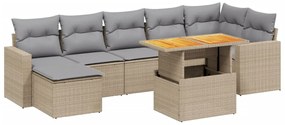 3264734 vidaXL Градински диван с възглавници 8 части бежов микс полиратан