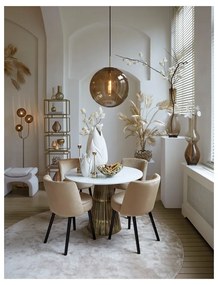 Кръгла маса за хранене в бяло и бронз с мраморен плот ø 100 cm Leyda - Light &amp; Living