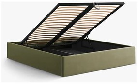 Зелено двойно легло 180x200 cm тапицирано с място за съхранение/без табла с включена подматрачна рамка Susan – Micadoni