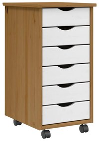 4015783 vidaXL Шкаф с чекмеджета на колелца MOSS, меденокафяв, бор масив