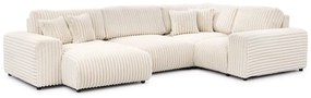 Кремав ъглов диван от рипсено кадифе (десен ъгъл/U форма) Justin – Ropez