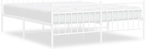 373760 vidaXL Метална рамка за легло с горна и долна табла, бяла, 150x200 см