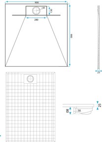 Корито за душ кабина Rea Bazalt Grey 90x90