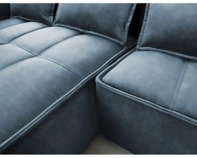 Син кадифен сгъваем/с място за съхранение ъглов диван (ляв ъгъл) Campo – ELTAP