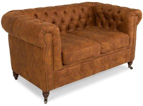 Диван Chesterfield в цвят винтидж коняк, двуместен 150х86х80 см