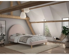 Розово тапицирано единично легло с решетка 140x200 cm MOON - Vipack