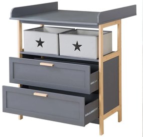 Антрацитен нисък детски скрин 87x75 cm Berlin – Roba
