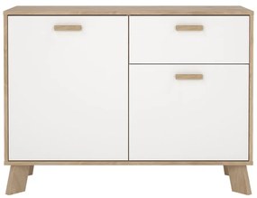 Скрин от дъбов декор в бял и естествен цвят 99x73x39 cm Ikast – Tvilum