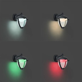 Интелигентна външна стенна лампа черна с прозрачно стъкло, включително LED IP54 - Classica