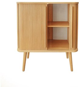 Висок скрин от декор от дъб с плъзгащи се врати естествен 83x95 cm Rove – Woodman