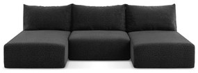 Черен разтегателен ъглов диван с място за съхранение Kalena – Makamii