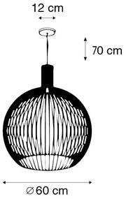 Дизайнерска висяща лампа златна 60см - Wire Dos