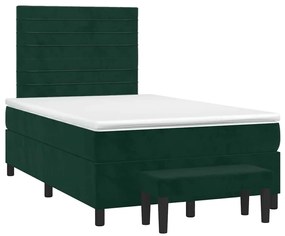 3270478 vidaXL Боксспринг легло с матрак, тъмнозелено, 120x190 см, кадифе
