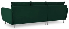 Тъмнозелен ъглов диван от кадифе (ляв ъгъл) Vienna - Cosmopolitan Design