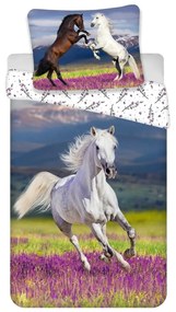 Единично памучно детско спално бельо 140x200 cm Horse "Meadow" – Jerry Fabrics