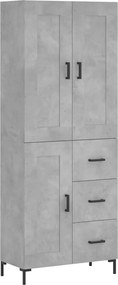3200005 vidaXL Висок шкаф, бетонно сив, 69,5x34x180 см, инженерно дърво