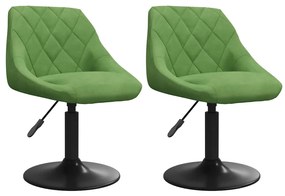 335329 vidaXL Въртящи се трапезни столове, 2 бр, светлозелени, кадифе