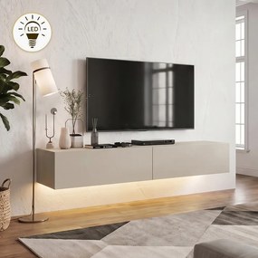 Aristo TopMebel меламинов стенен ТВ шкаф с LED осветление в цвят пясъчник 135x31.6x25cm.