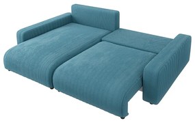 Тюркоаз сгъваем ъглов диван от рипсено кадифе Sara – Ropez