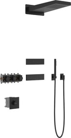 Mexen Fall вграден душ комплект, черен - 7602-04-70