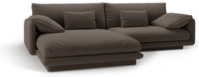 Кафяв кадифен ъглов диван (ляв ъгъл) Torino – Micadoni
