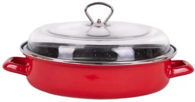 Тава и тенджера с капак 2в1 ZEPHYR Stone Line ZP 1222 DE28C, 28 см, Каменно покритие, Индукция, Червена