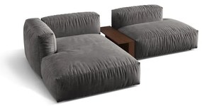 Сив кадифен модулен ъглов диван (ляв ъгъл) Martina – Micadoni