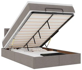 3312468 vidaXL Османска легло с матрак и LED, таупе, 120x200 см, плат