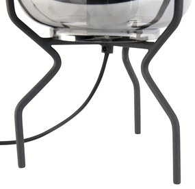 Дизайнерска настолна лампа черна с димно стъкло - Bliss