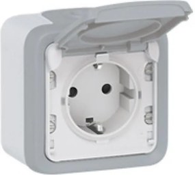 Legrand Контакт шуко открит монтаж 16A IP55 цвят Сив Plexo  - 069733