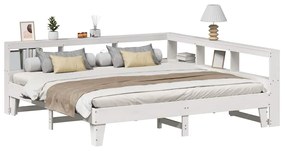 3324530 vidaXL Легло с етажерка за книги, без матрак, 180x200 см, бор масив