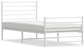 352381 vidaXL Метална рамка за легло с горна и долна табла, бяла, 100x200 см