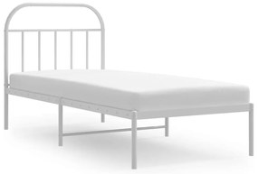 353676 vidaXL Метална рамка за легло с горна табла, бяла, 90x190 см