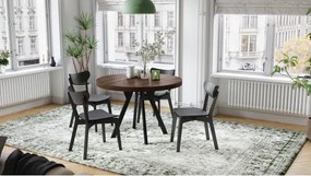 ЕКСПАНСО Кафяв дъб/черни крака - ГОЛЯМА КРЪГЛА МАСА Ø110 РАЗТЕГАТЕЛНА ДО 310 cm С КРАКА Y ЛОФТ/ИНДУСТРИАЛНА